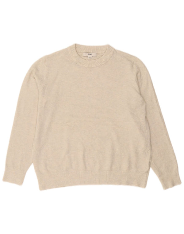 Marks & Spencer Womens Crew Neck Jumper Sweater UK 14 Medium Off White