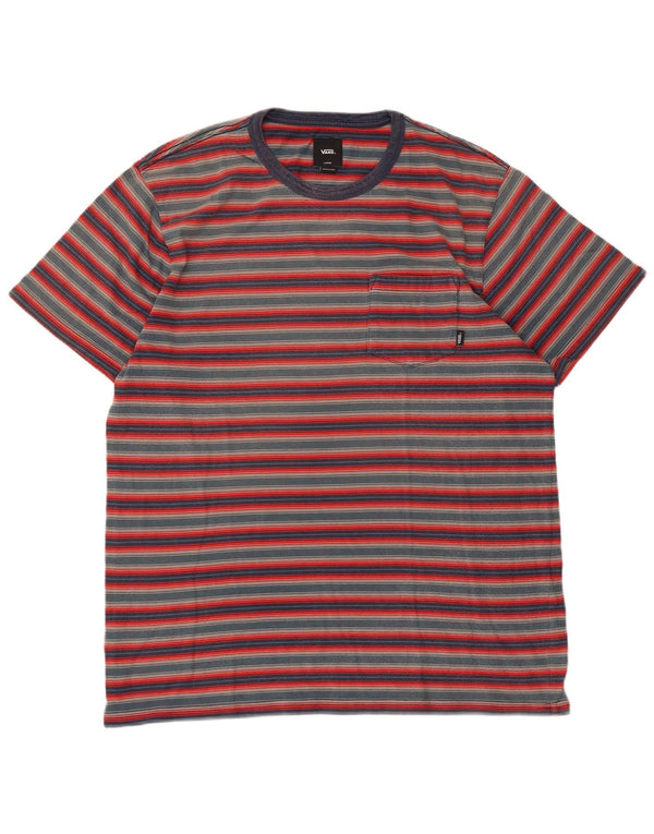 Vans Mens T-Shirt Top Large Red Striped