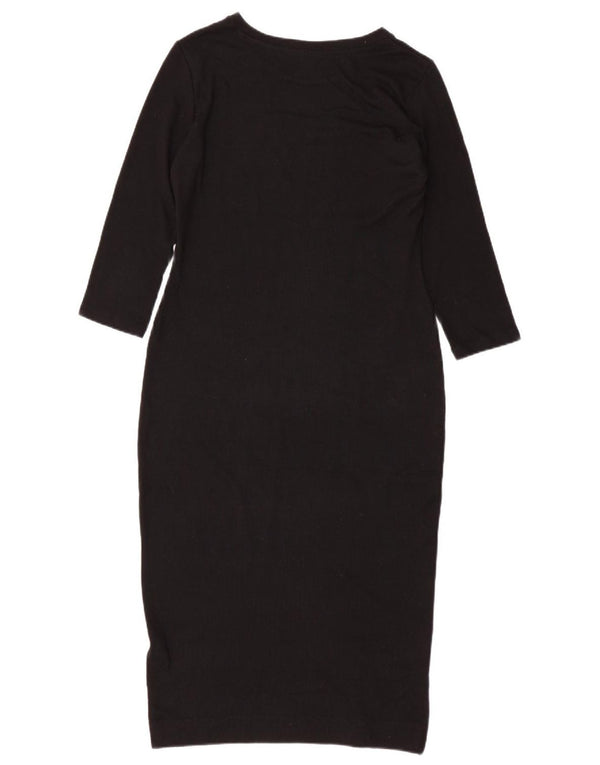 MARKS & SPENCER Womens 3/4 Sleeve Sheath Dress UK 10 Small Black Polyester
