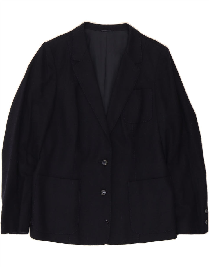 VINTAGE Womens 2 Button Blazer Jacket IT 46 Large Navy Blue Polyester Vintage Vintage and Second-Hand Vintage from Messina Hembry 
