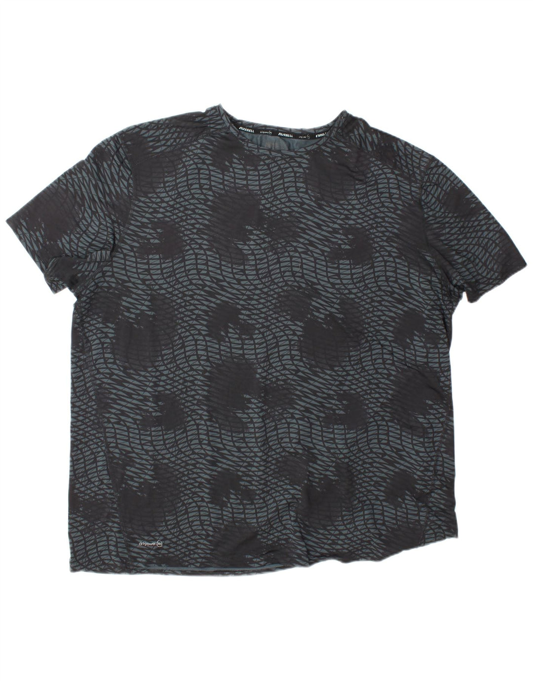 RUSSELL ATHLETIC Mens Dri-Power T-Shirt Top 2XL Grey Geometric Polyester