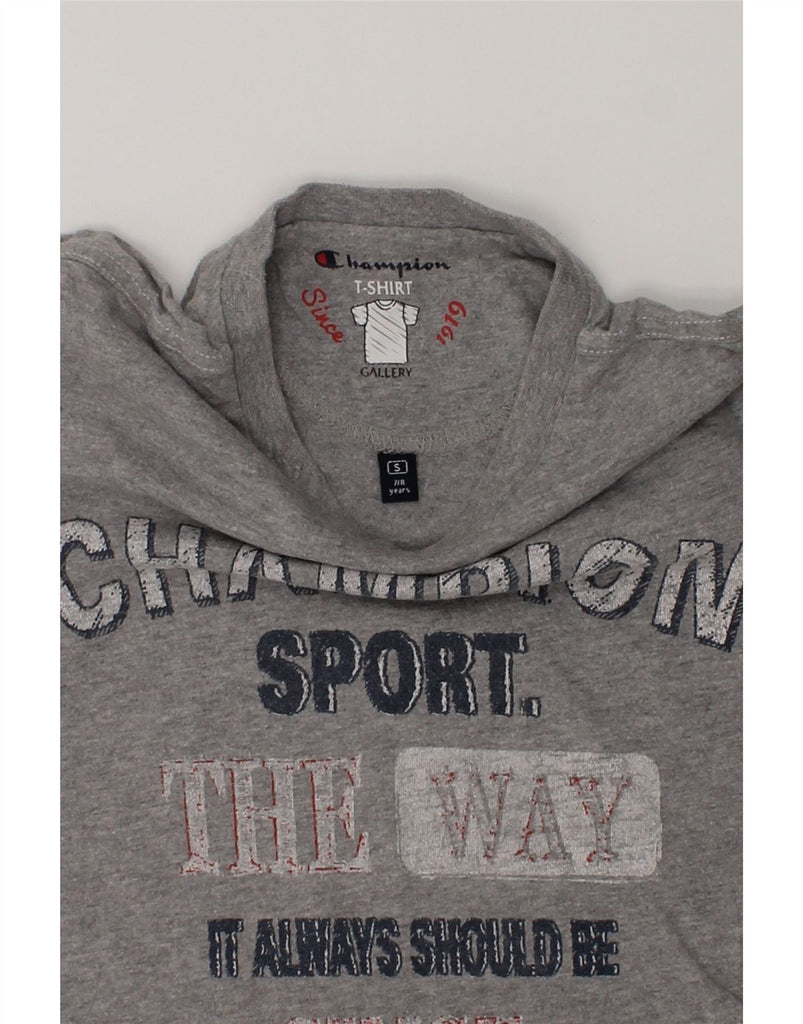 CHAMPION Boys Graphic T-Shirt Top 7-8 Years Small Grey | Vintage Champion | Thrift | Second-Hand Champion | Used Clothing | Messina Hembry 