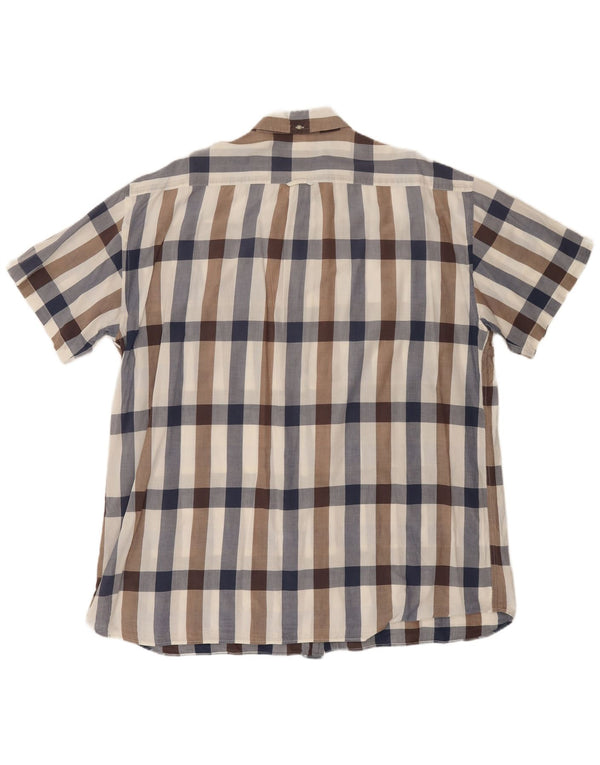 GANT Mens Regular Fit Short Sleeve Shirt 3XL Navy Blue Check