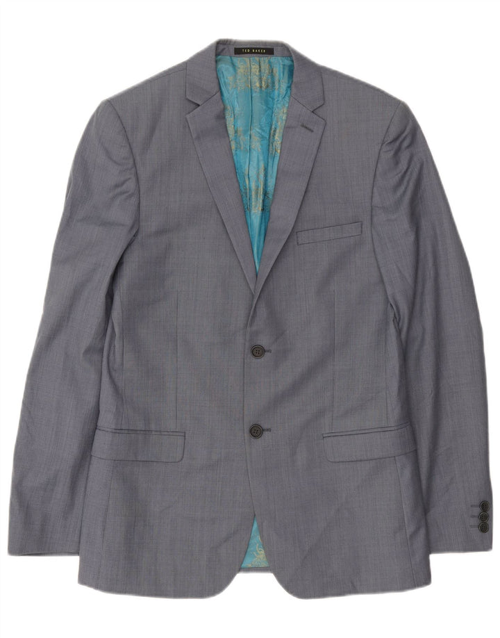 Ted Baker Mens 2 Button Blazer Jacket UK 38 Medium Grey Wool