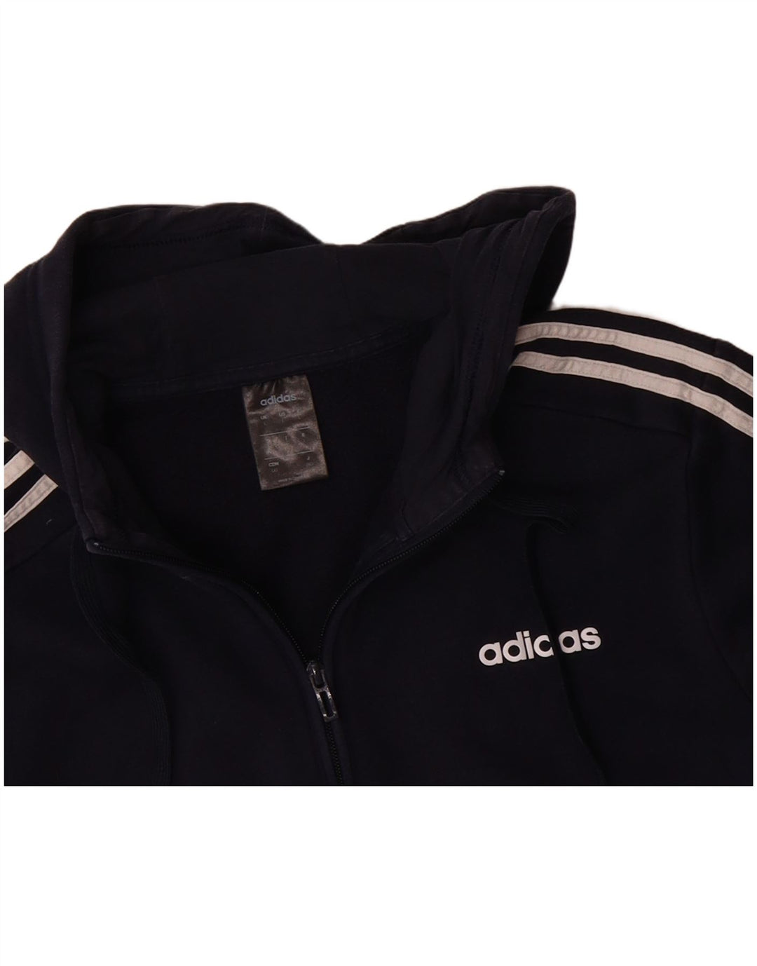 ADIDAS Mens Zip Hoodie Sweater Large Navy Blue Cotton