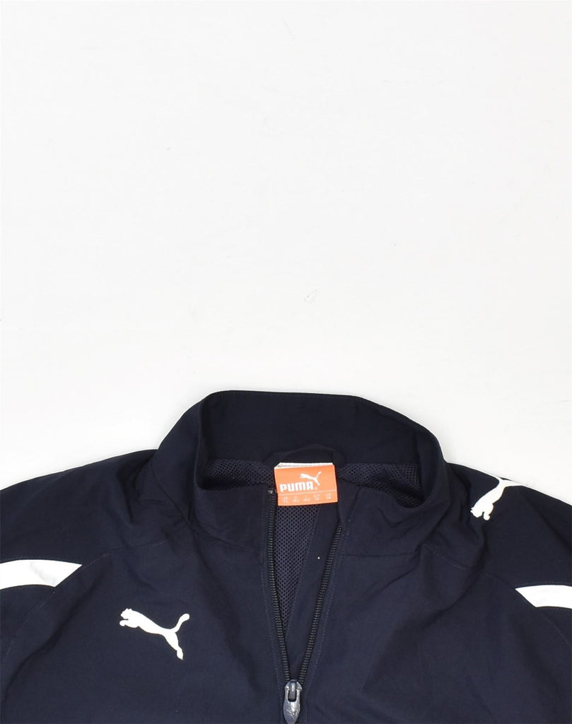 PUMA Boys Tracksuit Top Jacket 11-12 Years Navy Blue Colourblock Polyester | Vintage Puma | Thrift | Second-Hand Puma | Used Clothing | Messina Hembry 