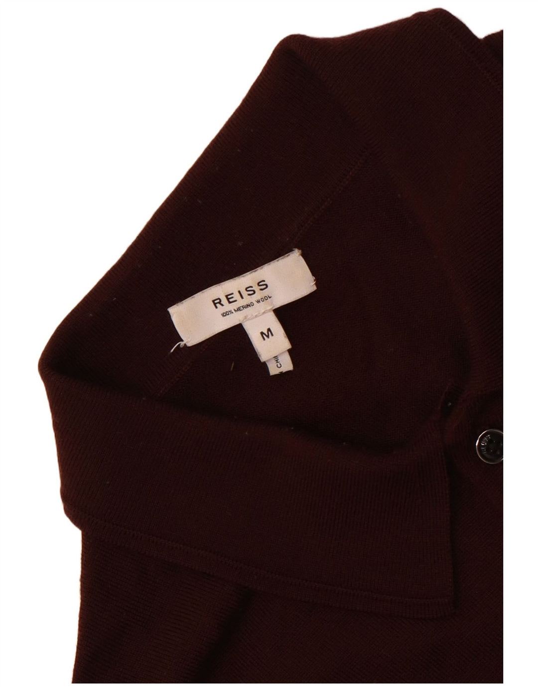 Reiss Mens Polo Neck Jumper Sweater Medium Maroon Merino Wool