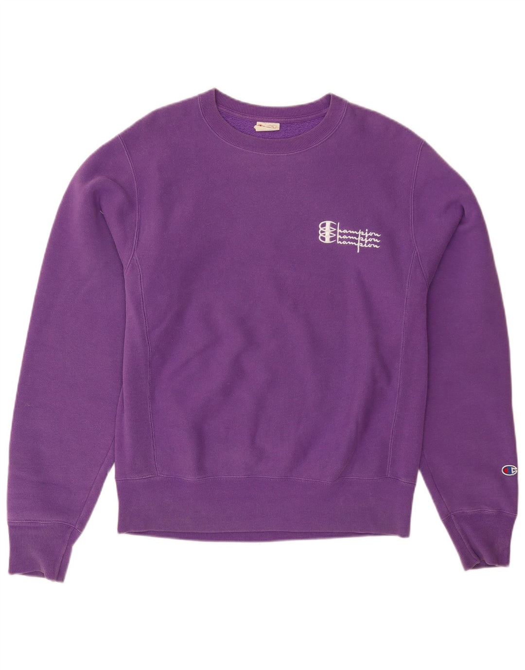 CHAMPION Mens Reverse Weave Graphic Sweatshirt Jumper Small Purple Cotton