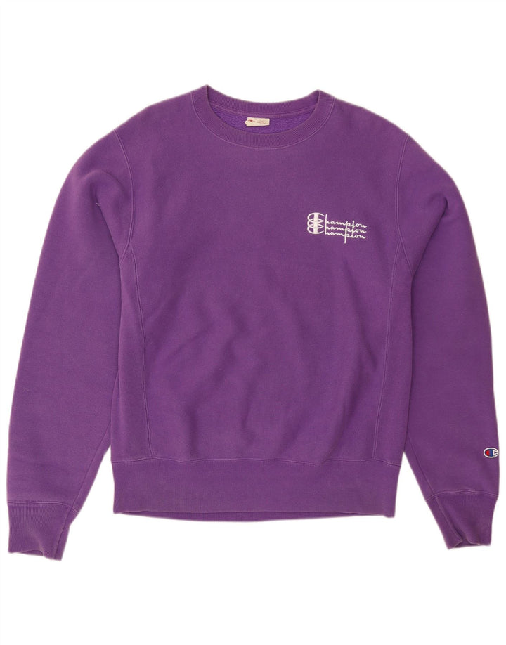 CHAMPION Mens Reverse Weave Graphic Sweatshirt Jumper Small Purple Cotton