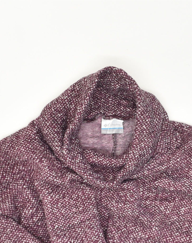 COLUMBIA Womens Roll Neck Jumper Sweater UK 10 Small Maroon Flecked | Vintage Columbia | Thrift | Second-Hand Columbia | Used Clothing | Messina Hembry 