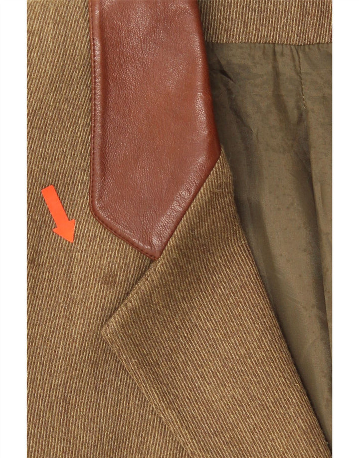 Vintage Womens 2 Button Blazer Jacket UK 14 Medium Khaki Herringbone