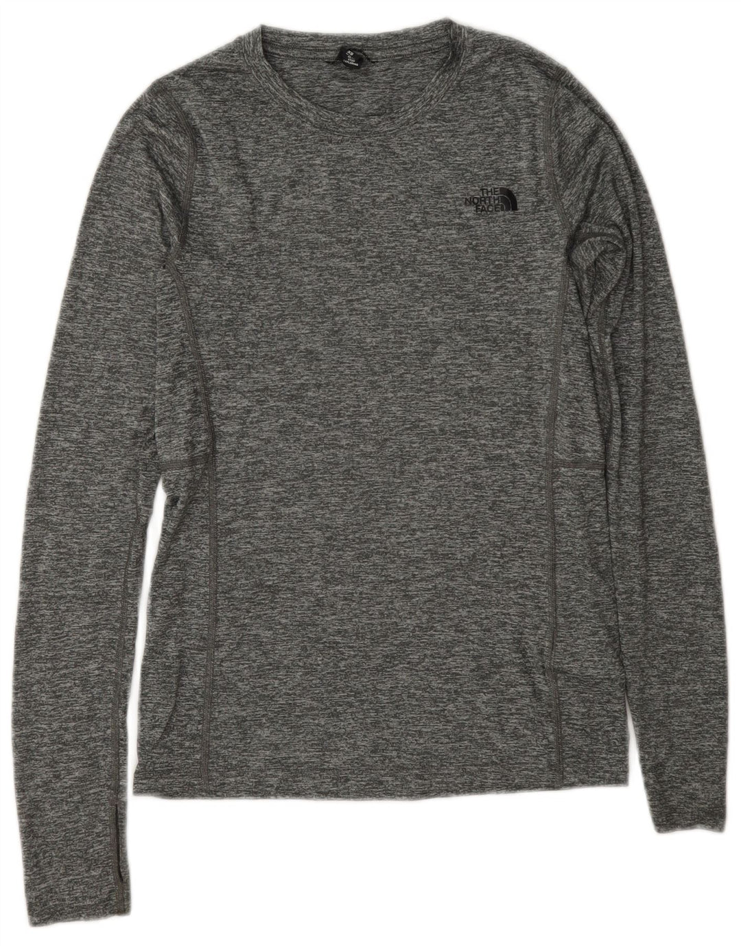 The North Face Womens Top Long Sleeve UK 6 XS Grey Flecked Polyester