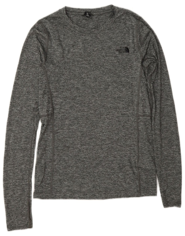 The North Face Womens Top Long Sleeve UK 6 XS Grey Flecked Polyester