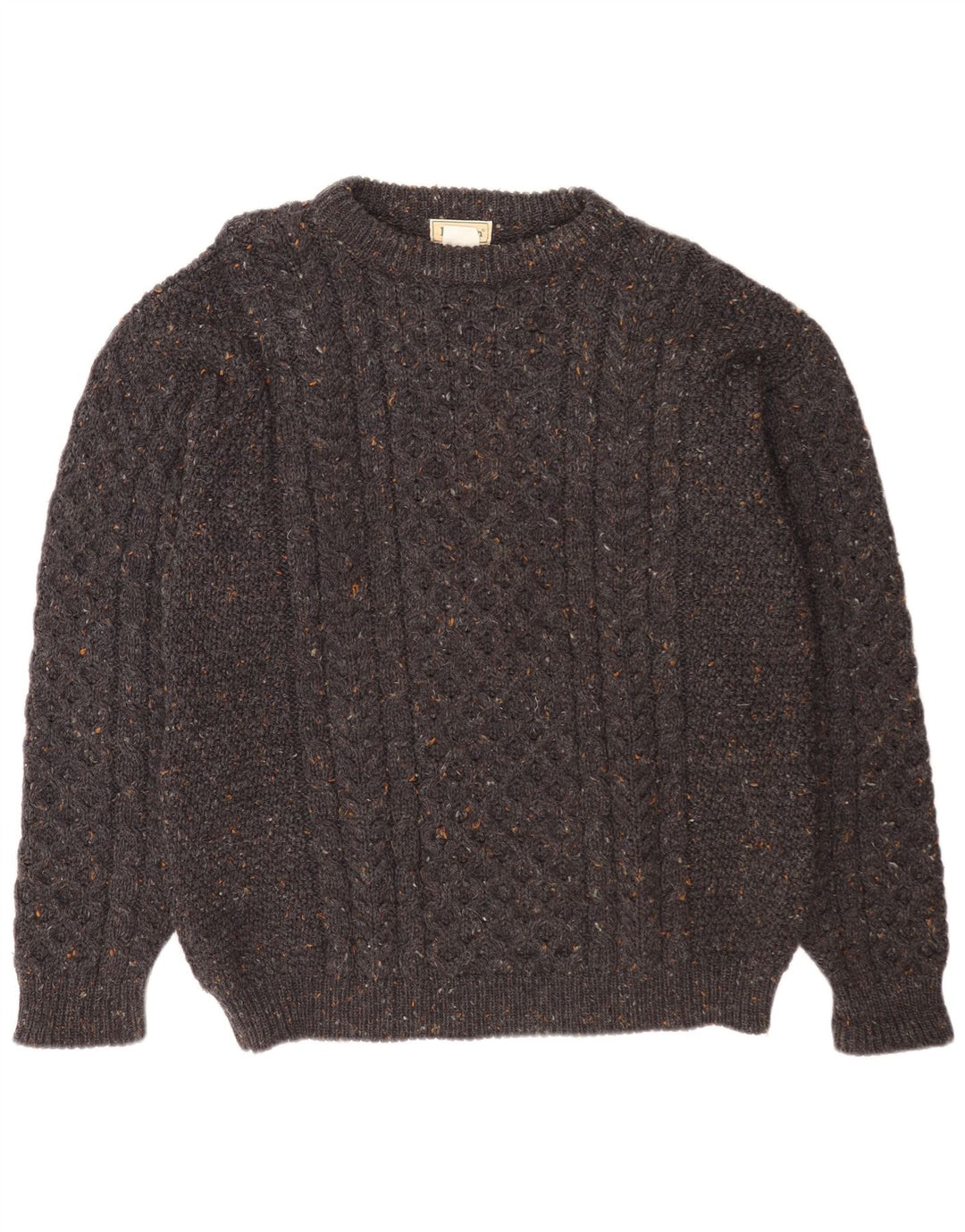 L.L.Bean Mens Boat Neck Jumper Sweater Large Grey Flecked Wool