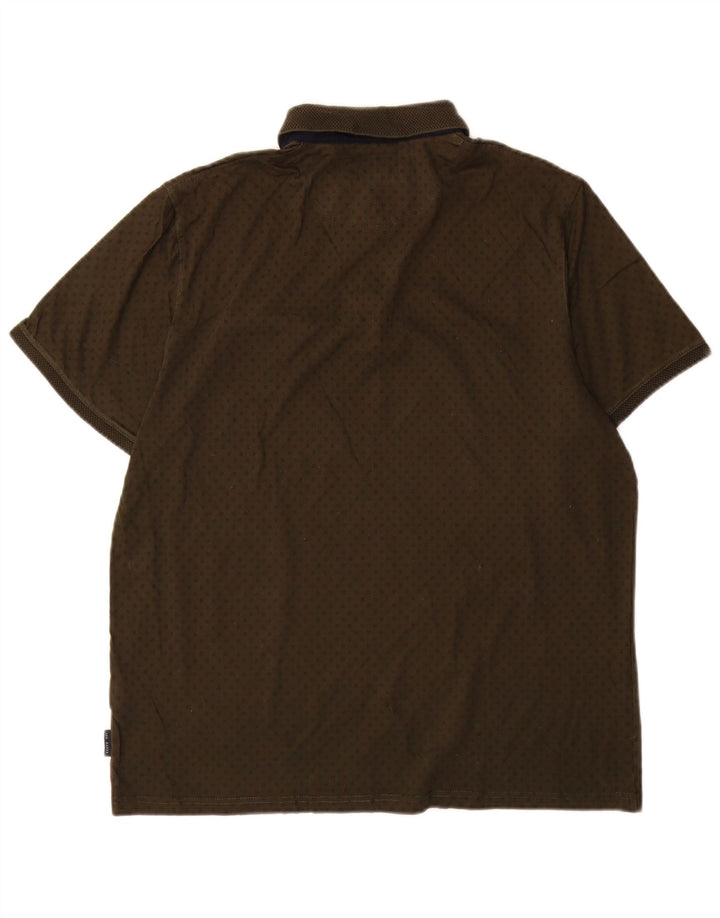 Ted Baker Mens Polo Shirt Size 5 XL Khaki Spotted Cotton
