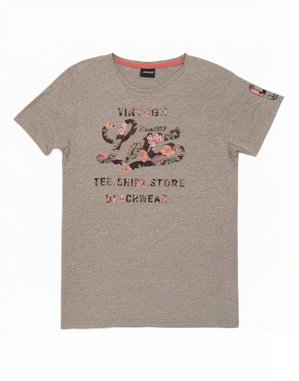 Lotto Womens Graphic T-Shirt Top UK 14 Medium Grey Cotton