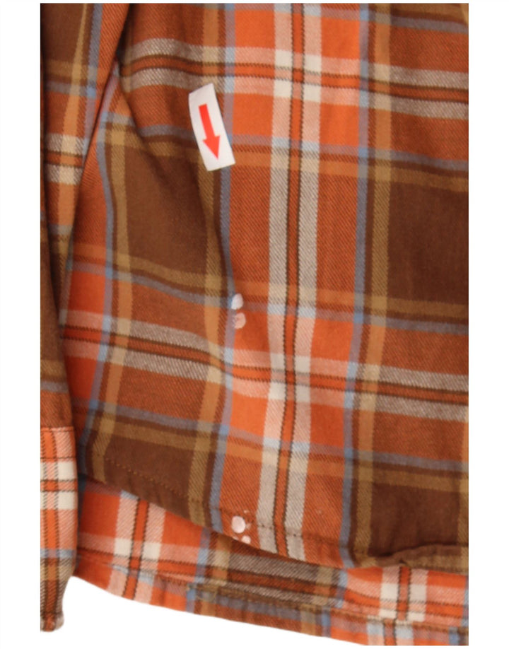 Timberland Mens Flannel Shirt Medium Brown Check Cotton