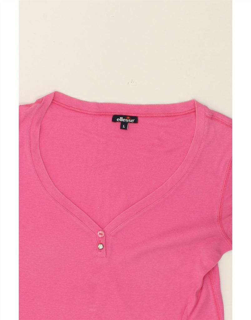 ELLESSE Womens T-Shirt Top UK 14 Large Pink | Vintage Ellesse | Thrift | Second-Hand Ellesse | Used Clothing | Messina Hembry 