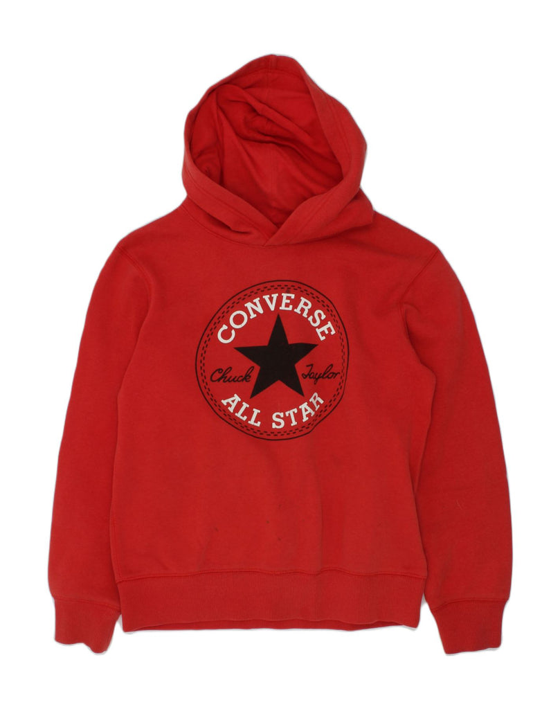 CONVERSE Girls Graphic Hoodie Jumper 10-11 Years Red Cotton | Vintage Converse | Thrift | Second-Hand Converse | Used Clothing | Messina Hembry 