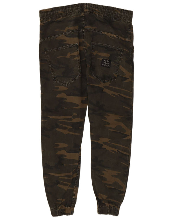 Zara Mens Joggers Chino Trousers Large W32 L27 Khaki Camouflage Cotton