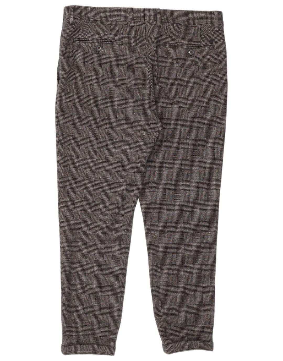 ZARA Mens Slim Chino Trousers EU 44 Large W34 L27 Grey Houndstooth