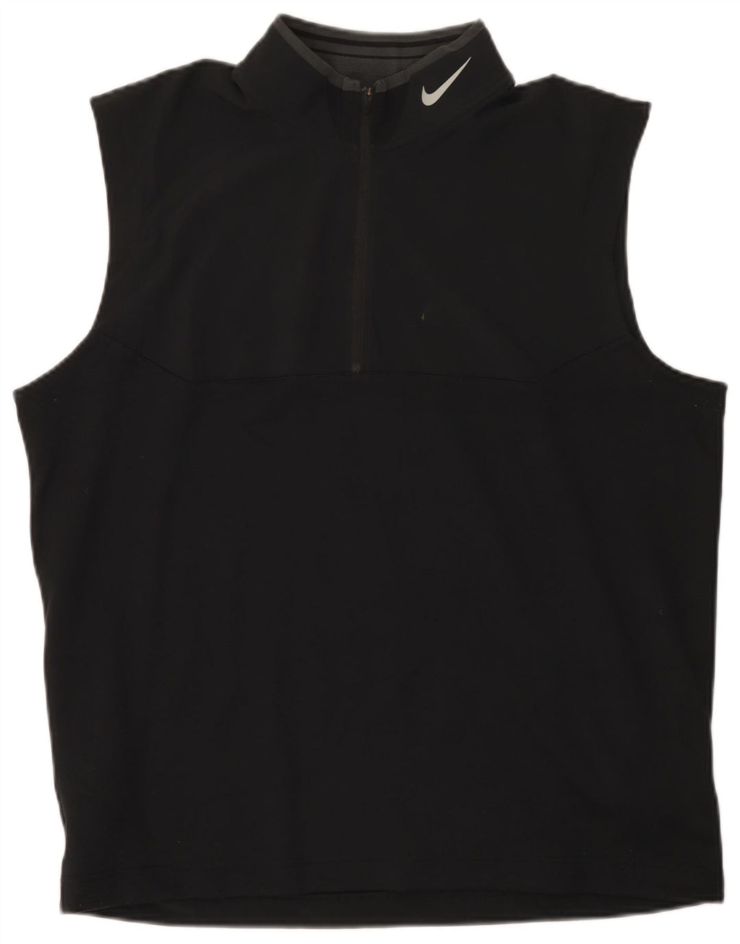 Nike Mens Dri Fit Zip Neck Vest Top Large Black Polyester