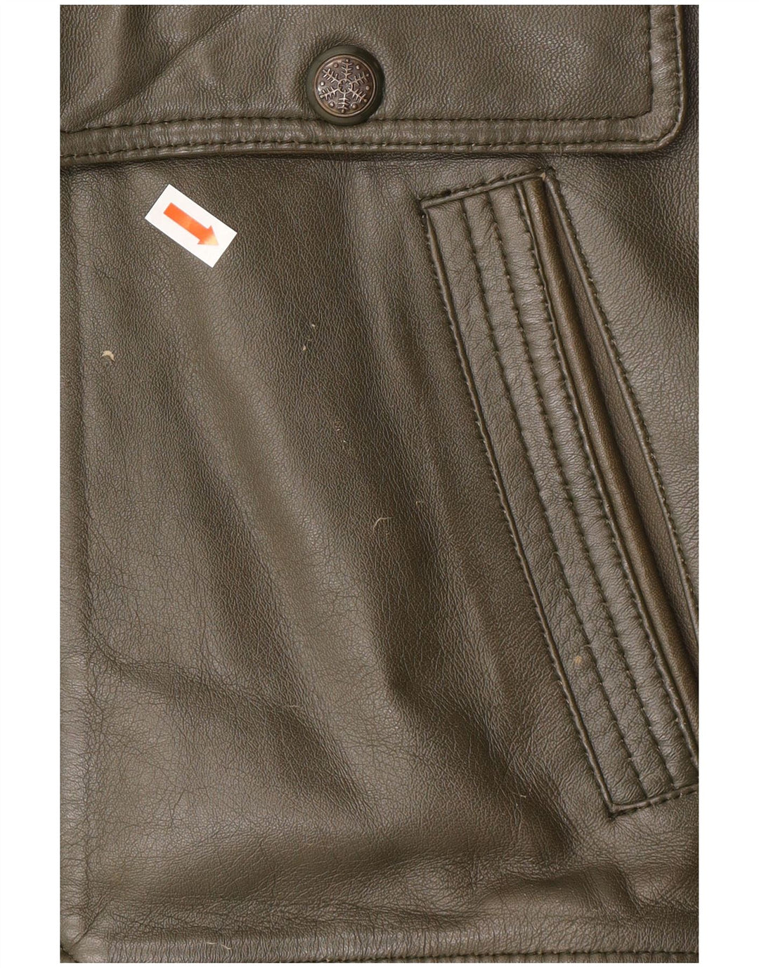 VINTAGE Mens Leather Coat UK 42 XL Khaki Leather