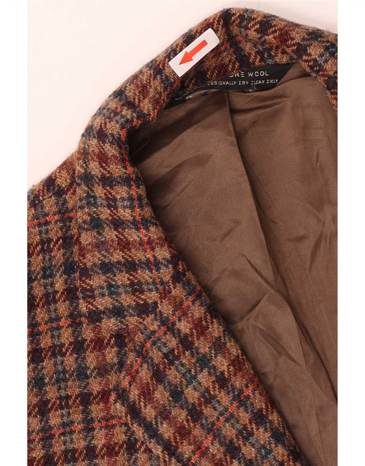 Orvis Mens 3 Button Blazer Jacket UK 38 Medium Brown Houndstooth