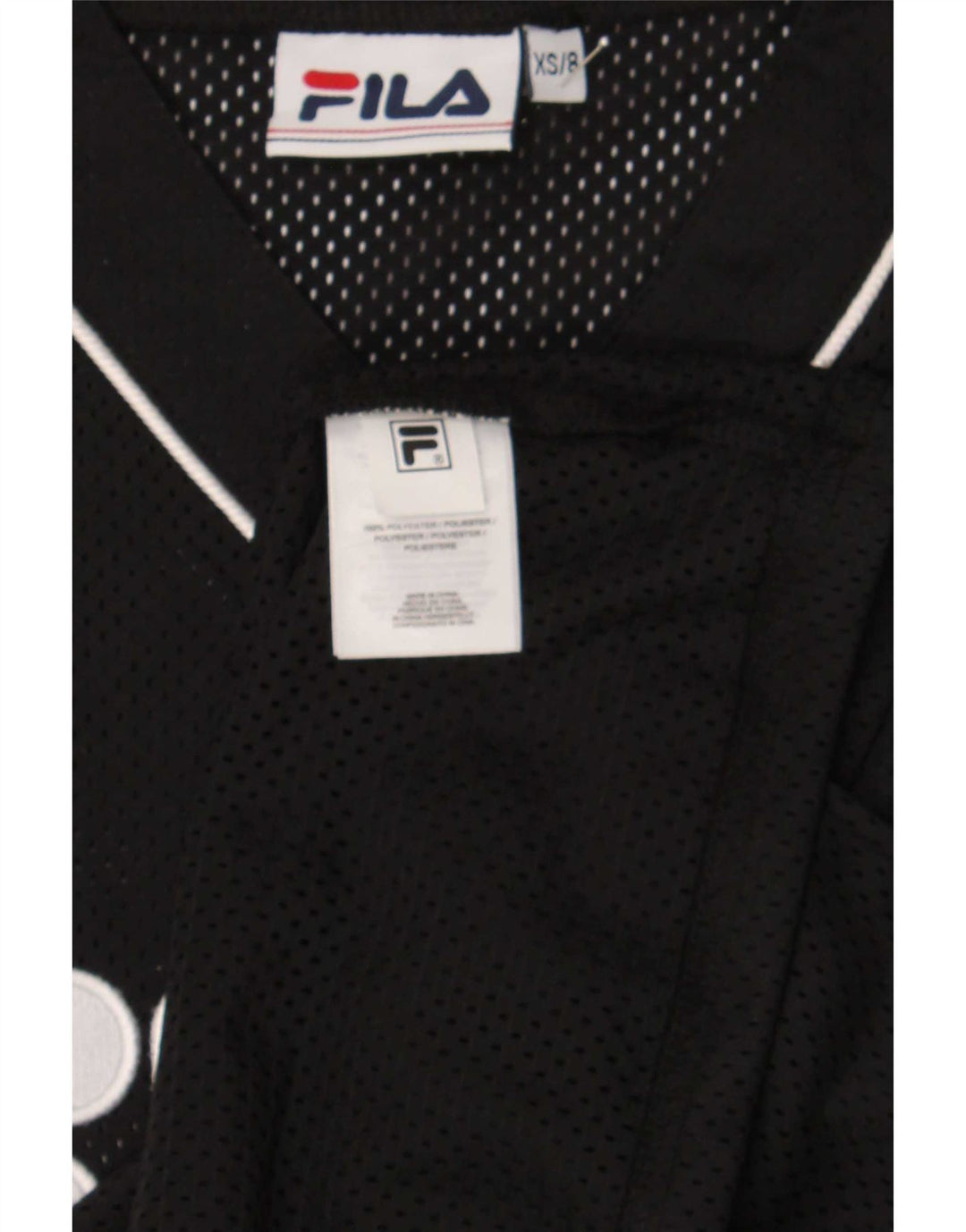 Fila Womens Graphic Oversized Jersey Top UK 6 XS Black Polyester