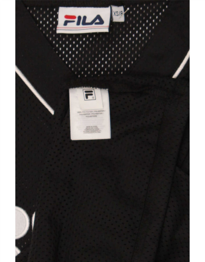 Fila Womens Graphic Oversized Jersey Top UK 6 XS Black Polyester
