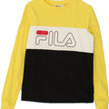 FILA Womens Graphic Sweatshirt Jumper UK 6 XS Yellow Colourblock | Vintage Fila | Thrift | Second-Hand Fila | Used Clothing | Messina Hembry 