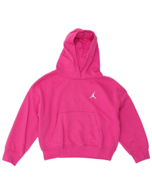 Jordan Girls Loose Fit Hoodie Jumper 8-9 Years Small Pink Cotton Sports