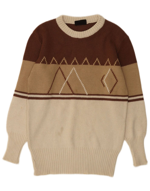 Vintage Womens Boat Neck Jumper Sweater UK 12 Medium Multicoloured