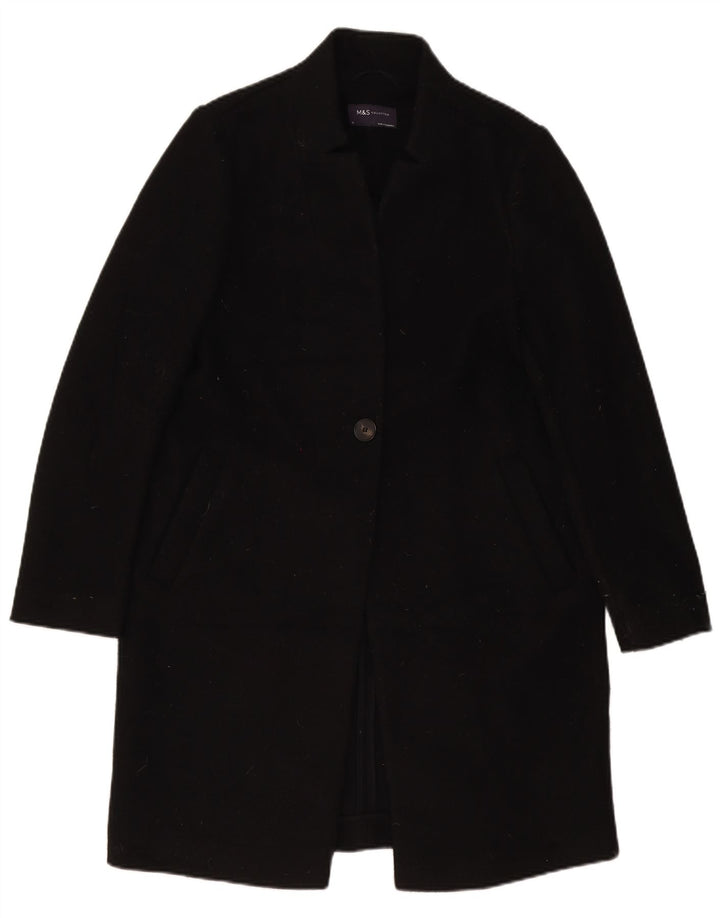 Marks & Spencer Womens Overcoat UK 10 Small Black Polyester