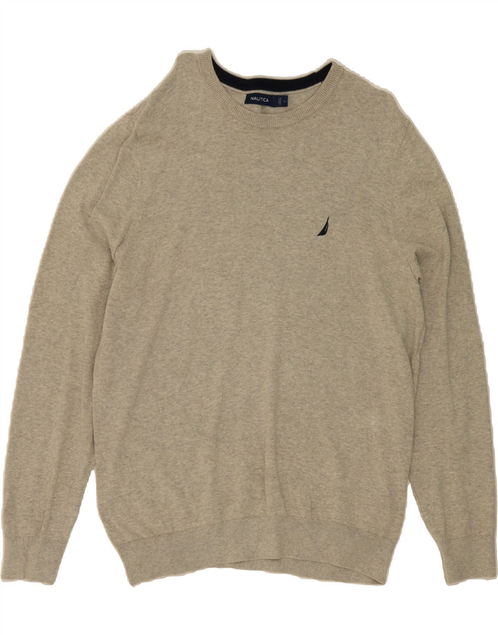 NAUTICA Mens Crew Neck Jumper Sweater Large Beige Cotton Vintage Nautica and Second-Hand Nautica from Messina Hembry 