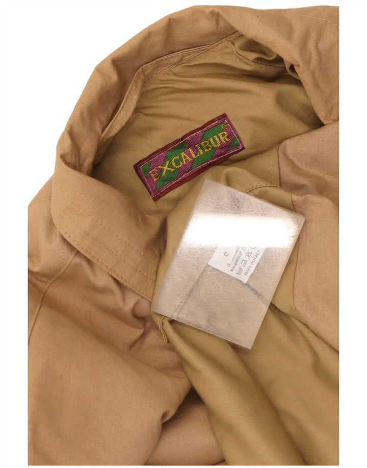 Vintage Mens Loose Fit Trench Coat Small Beige Cotton