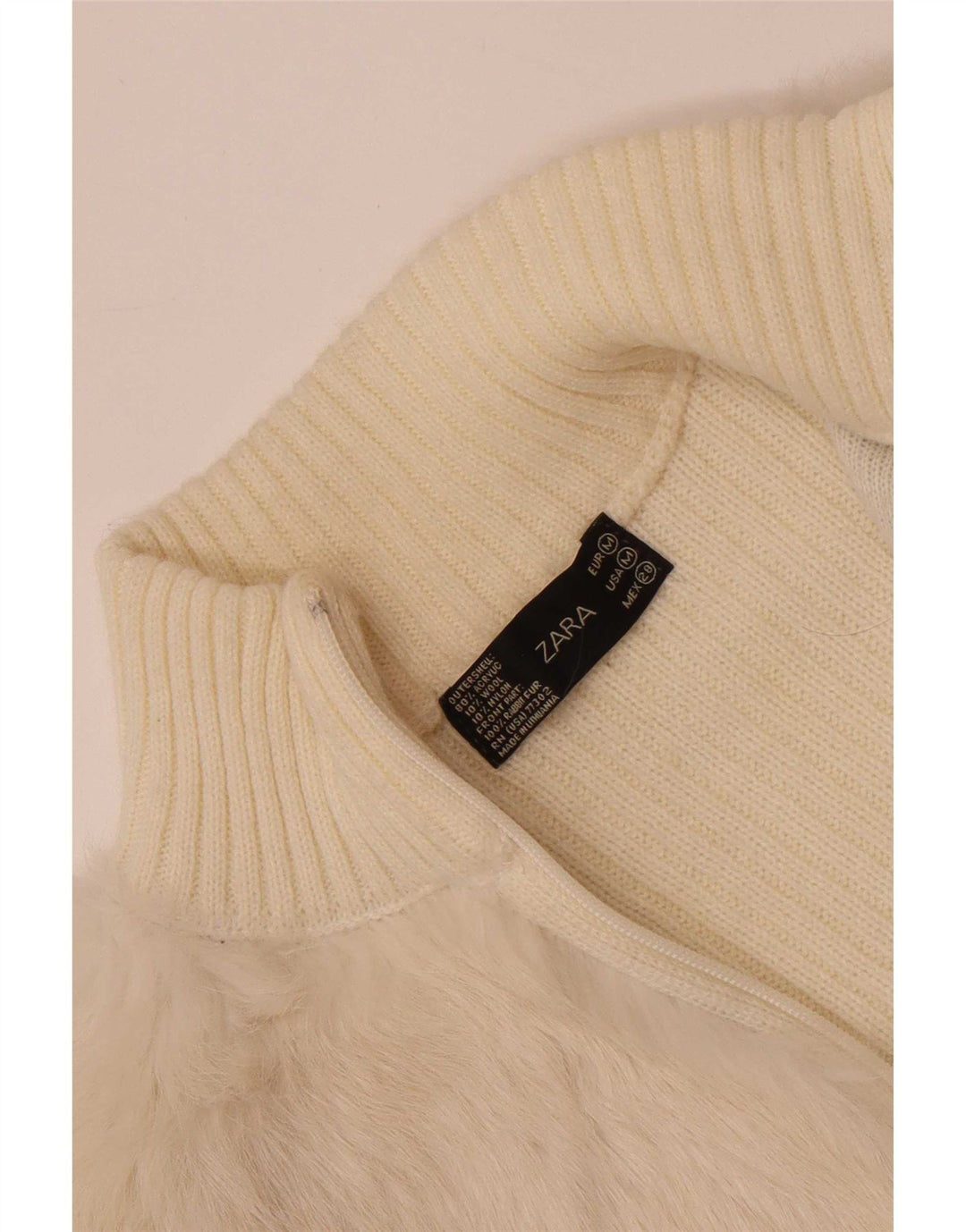 Zara Womens Cardigan Sweater UK 12 Medium Off White Acrylic