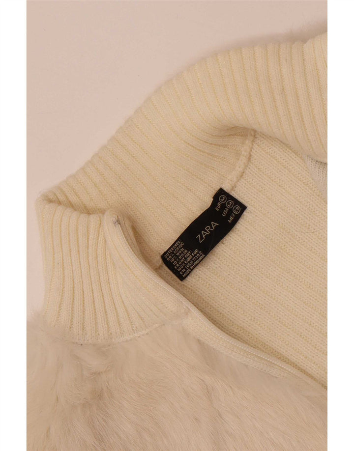 Zara Womens Cardigan Sweater UK 12 Medium Off White Acrylic