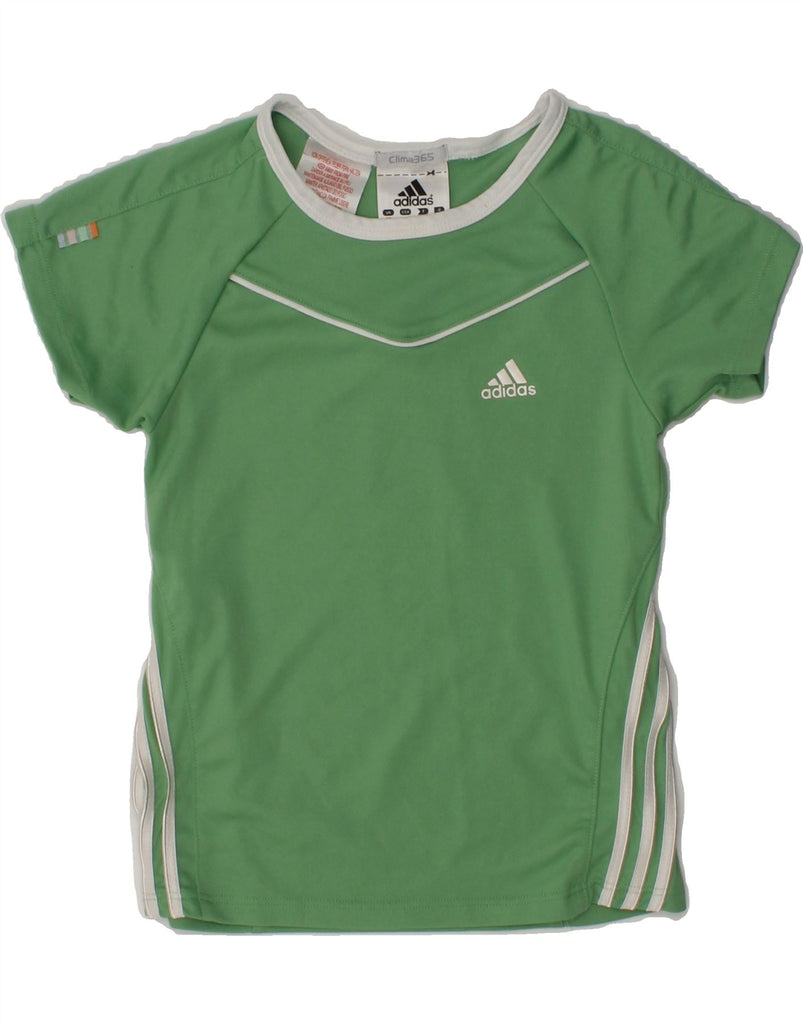 ADIDAS Girls Clima 365 T-Shirt Top 4-5 Years XS Green Polyester | Vintage Adidas | Thrift | Second-Hand Adidas | Used Clothing | Messina Hembry 