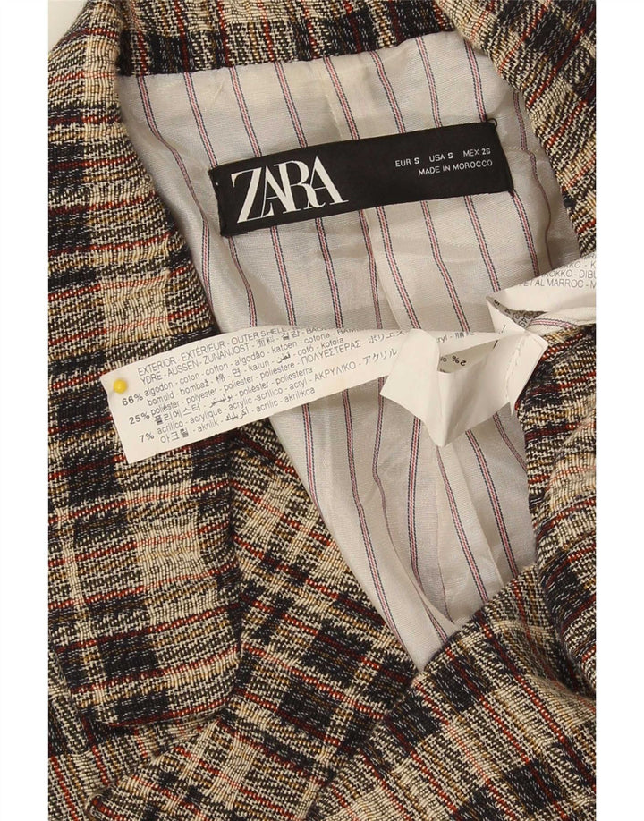 Zara Womens Oversized Double Breasted Blazer Jacket UK 10 Small Grey Check