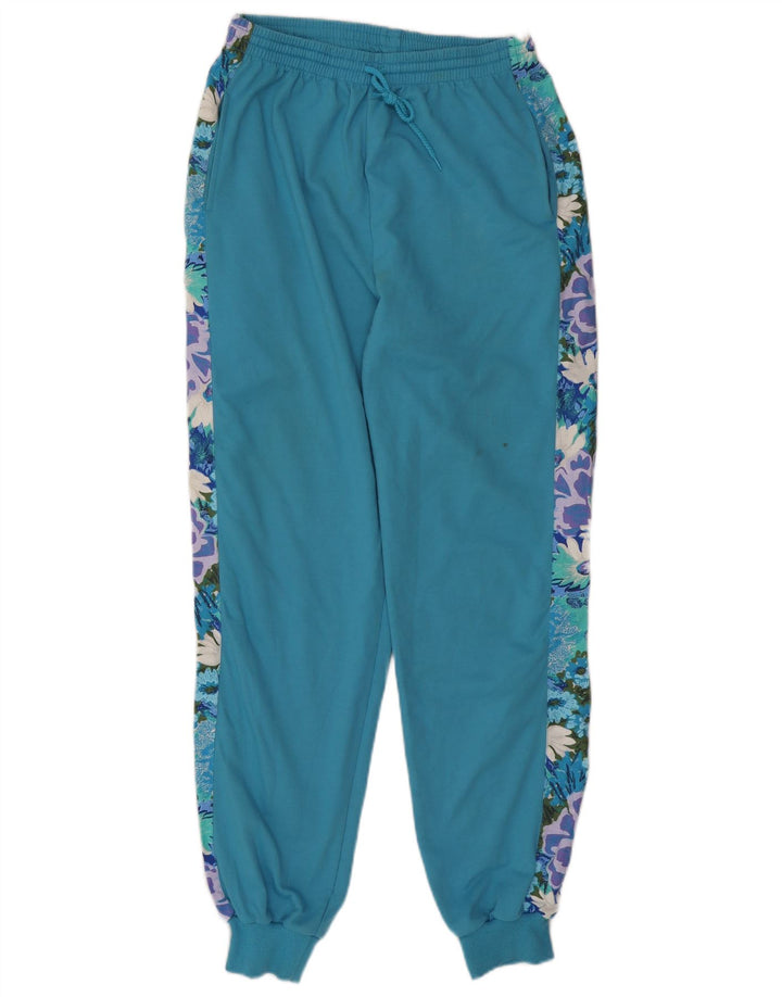 VINTAGE Womens Full Tracksuit UK 14/16 Large  Blue Floral Polyester