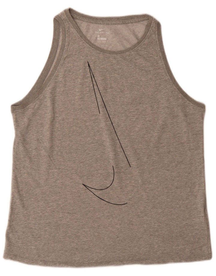 Nike Mens Dri Fit Graphic Vest Top Large Grey Cotton