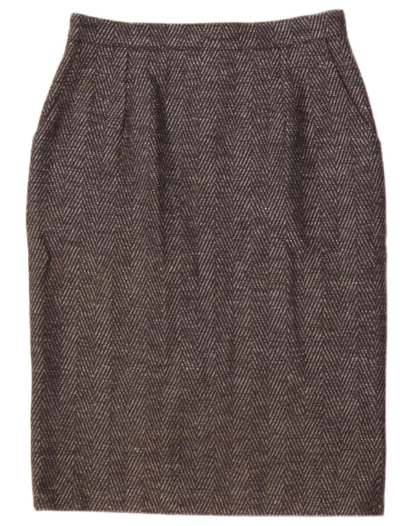 Vintage Womens Pencil Skirt W30 Medium Grey Chevron