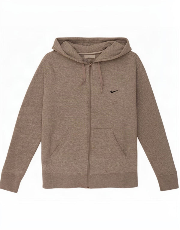 Nike Mens Zip Hoodie Sweater UK 36/38 Small Grey Flecked Cotton
