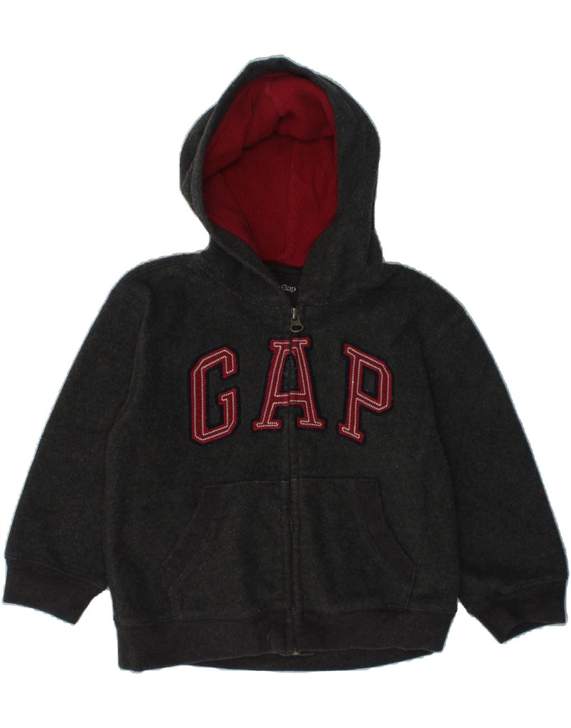 GAP Boys Graphic Hooded Fleece Jacket 2-3 Years Grey Polyester | Vintage Gap | Thrift | Second-Hand Gap | Used Clothing | Messina Hembry 