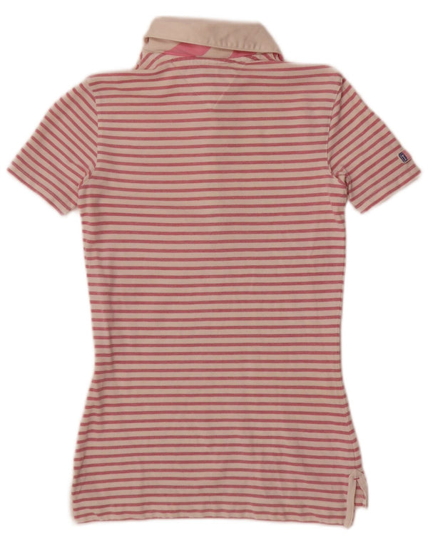 Tommy Hilfiger Womens Polo Shirt UK 4 XS Pink Striped