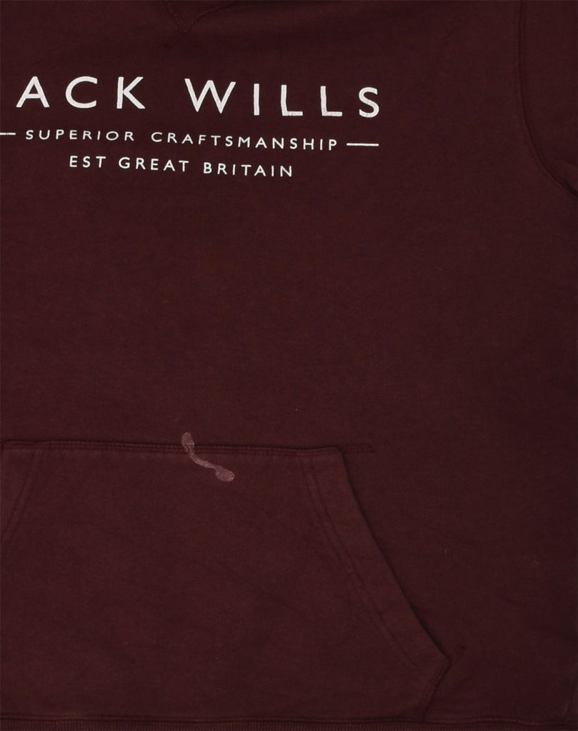 JACK WILLS Mens Graphic Hoodie Jumper XS Burgundy Cotton | Vintage Jack Wills | Thrift | Second-Hand Jack Wills | Used Clothing | Messina Hembry 