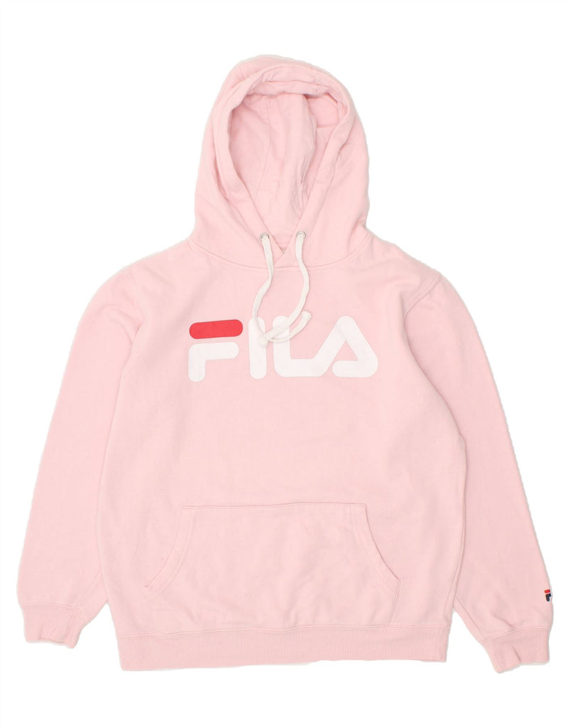 FILA Mens Graphic Hoodie Jumper Small Pink Cotton Vintage Fila and Second-Hand Fila from Messina Hembry 