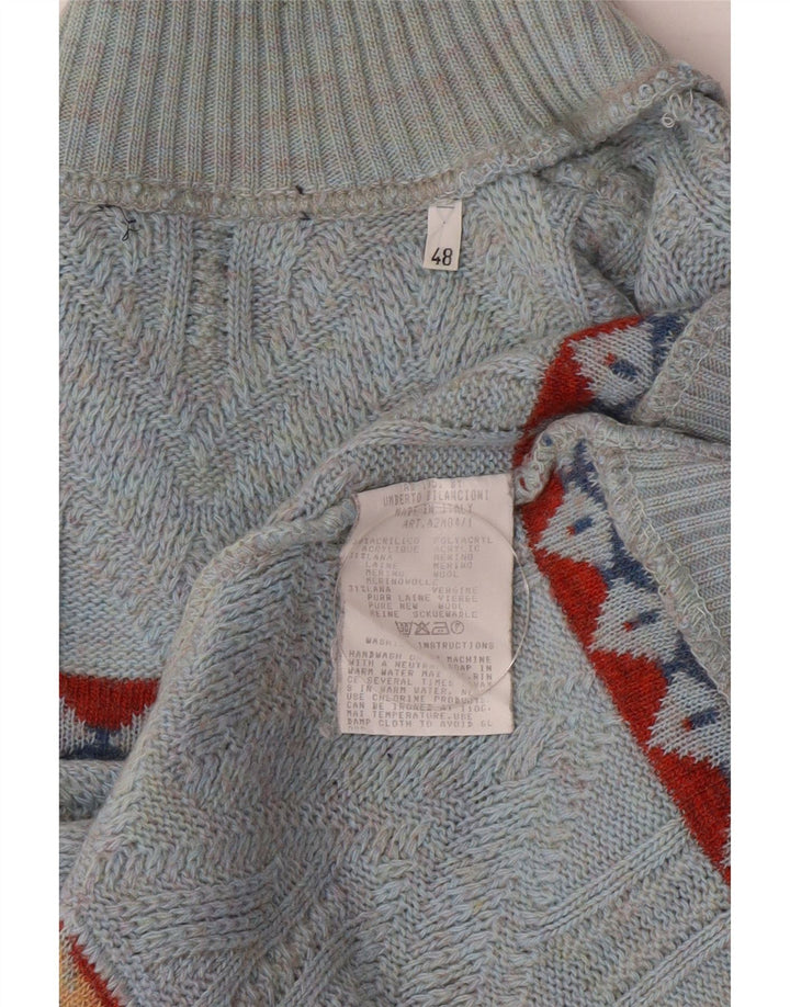 Umberto Bilancioni Mens Turtle Neck Jumper Sweater IT 48 Medium Blue