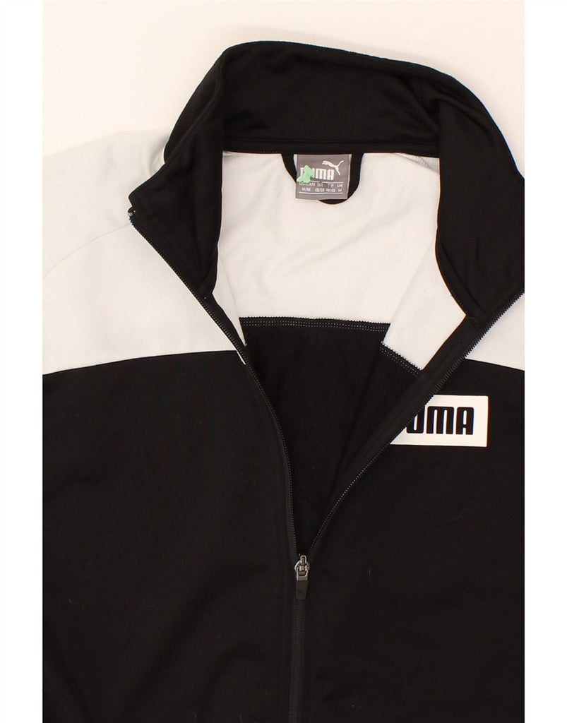 PUMA Mens Tracksuit Top Jacket Medium Black Colourblock Polyester | Vintage Puma | Thrift | Second-Hand Puma | Used Clothing | Messina Hembry 